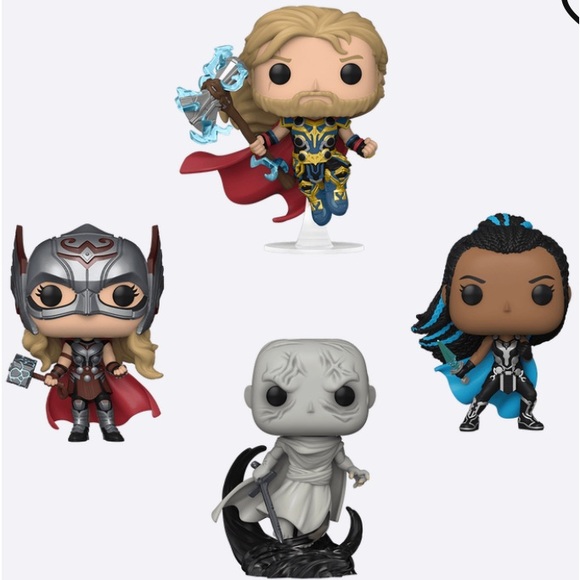 Funko Pop Thor Love and Thunder Mighty Valkyrie Gorr 4 Pack Marvel Studio New - Picture 2 of 8